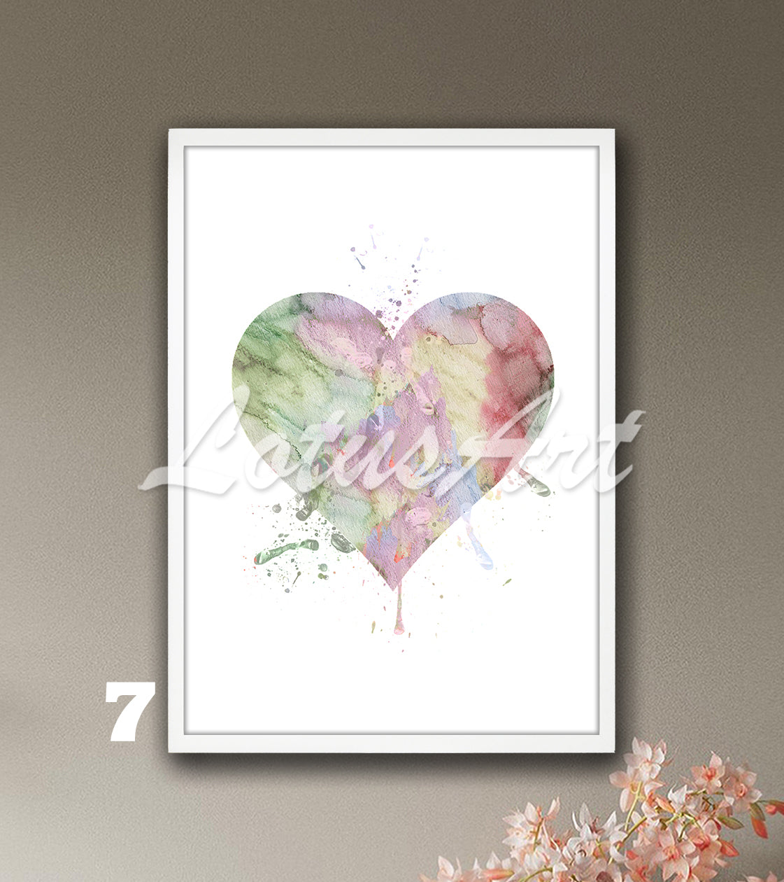 Heart Wall Art Love Watercolor Print – Romantic Gift for Her & Home Decor