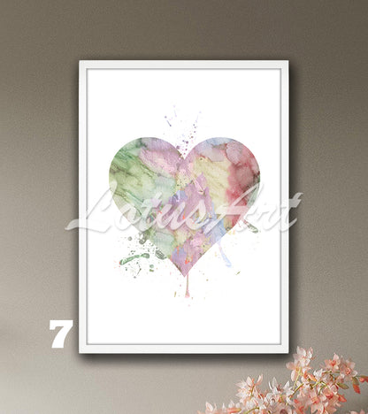 Heart Wall Art Love Watercolor Print – Romantic Gift for Her & Home Decor