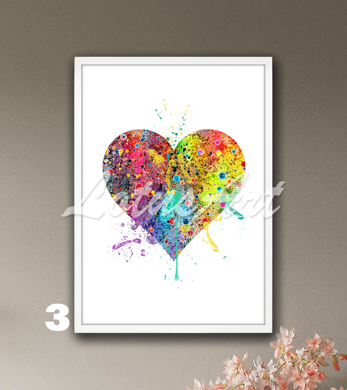 Heart Wall Art Love Watercolor Print – Romantic Gift for Her & Home Decor