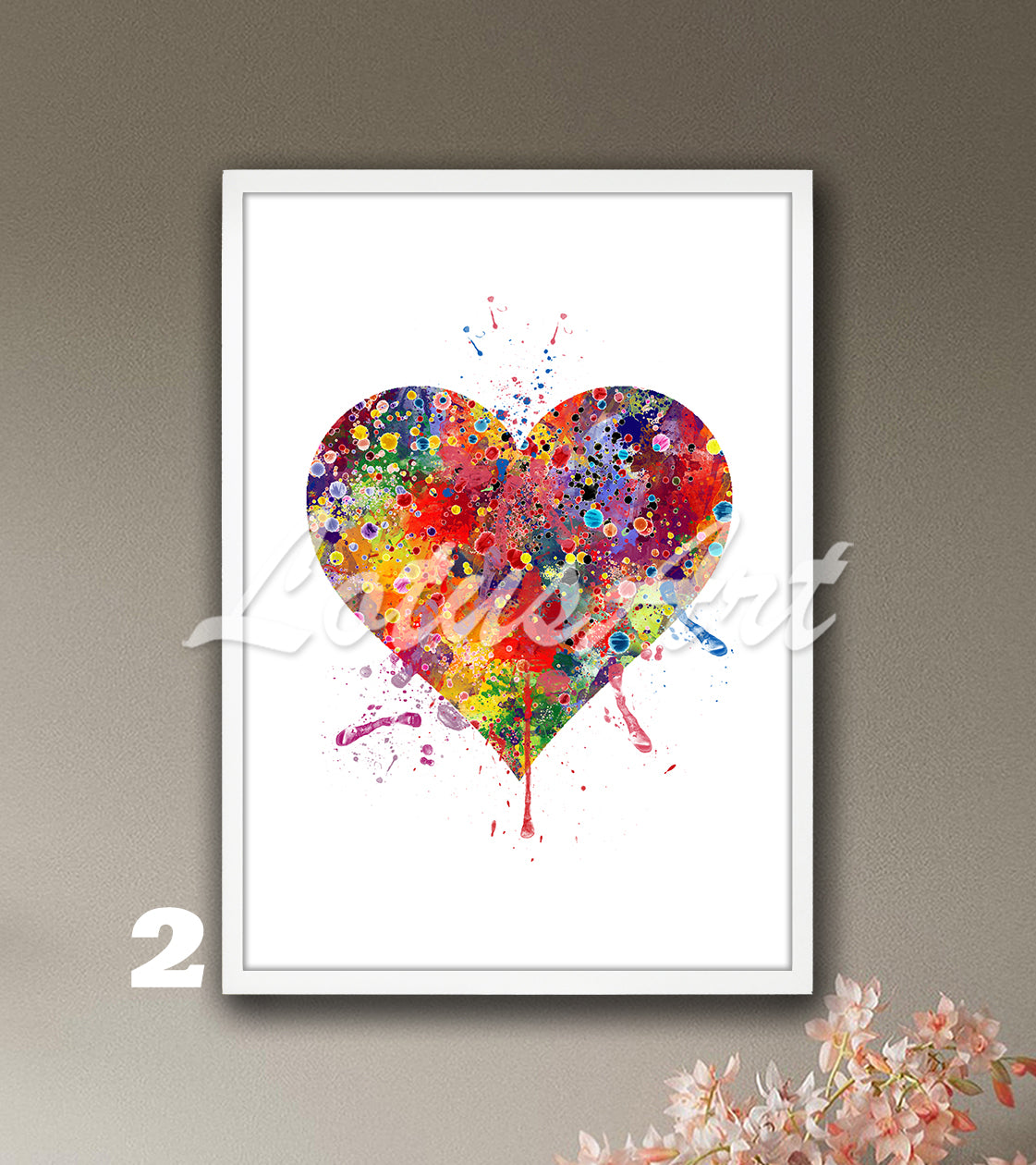 Heart Wall Art Love Watercolor Print – Romantic Gift for Her & Home Decor