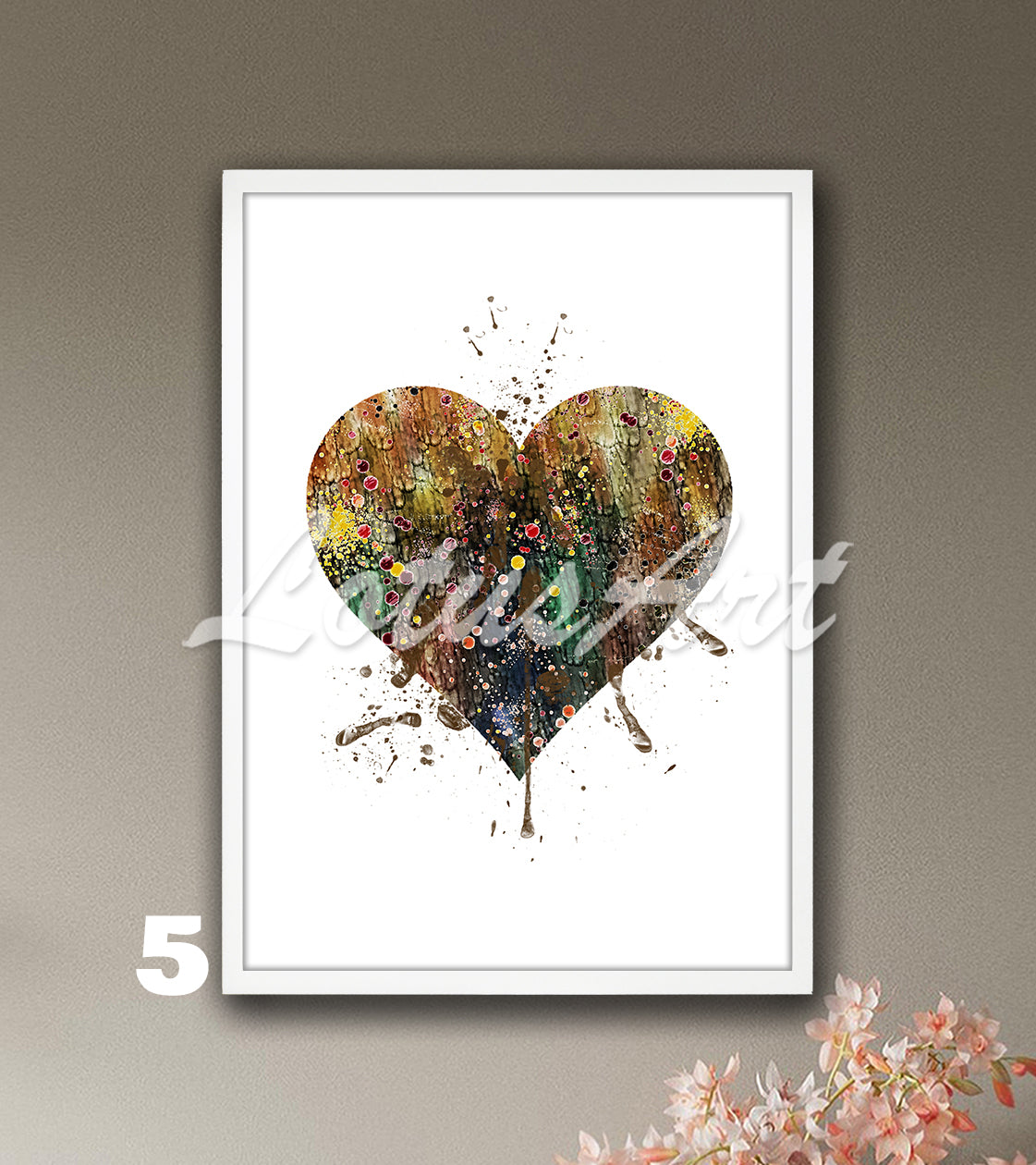 Heart Wall Art Love Watercolor Print – Romantic Gift for Her & Home Decor