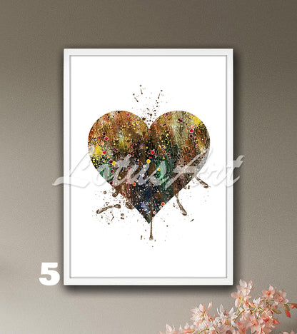 Heart Wall Art Love Watercolor Print – Romantic Gift for Her & Home Decor