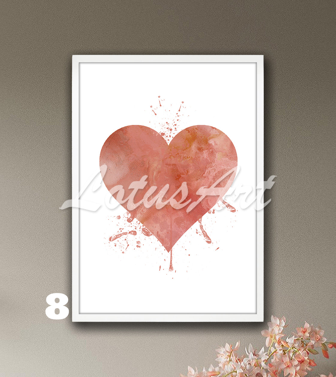 Heart Wall Art Love Watercolor Print – Romantic Gift for Her & Home Decor