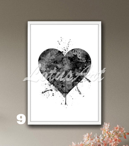 Heart Wall Art Love Watercolor Print – Romantic Gift for Her & Home Decor