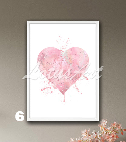 Heart Wall Art Love Watercolor Print – Romantic Gift for Her & Home Decor