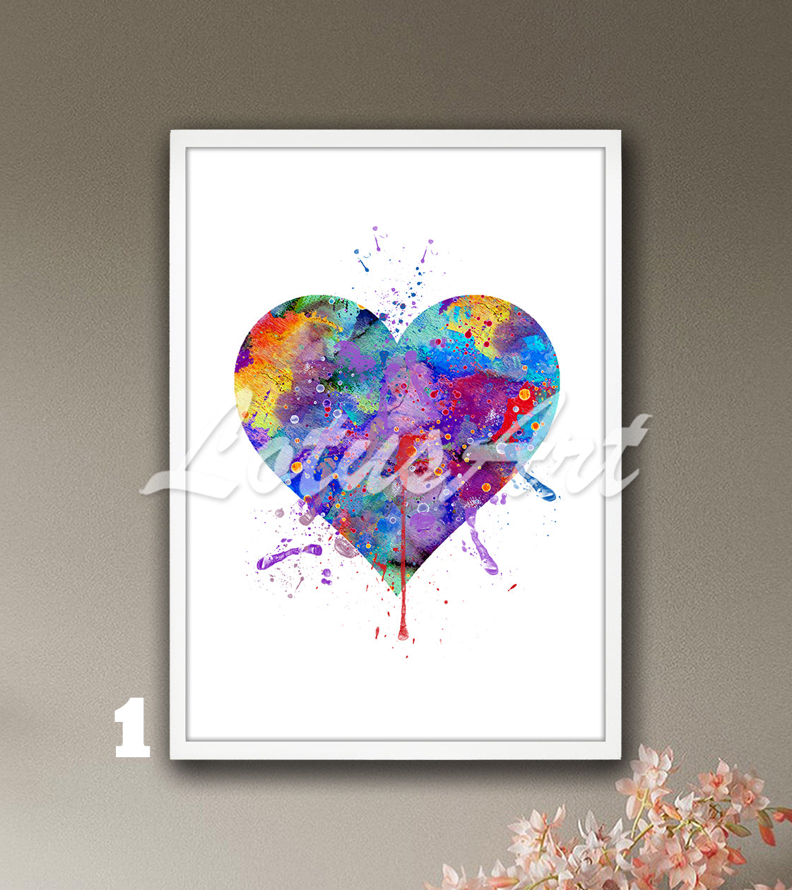 Heart Wall Art Love Watercolor Print – Romantic Gift for Her & Home Decor