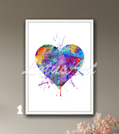 Heart Wall Art Love Watercolor Print – Romantic Gift for Her & Home Decor