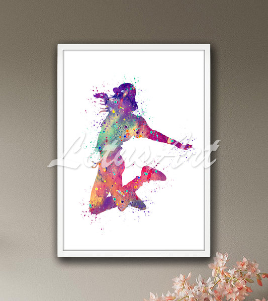 Watercolor Hip Hop Dancer Girl Art Print | Street Dance Wall Decor | Modern Home Art