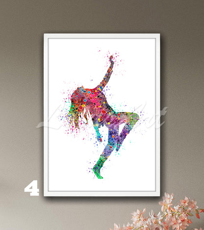 Girl Hip Hop Dancer Watercolor Print – Street Dance Wall Art – Girls Room Decor & Gifts
