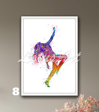 Girl Hip Hop Dancer Watercolor Print – Street Dance Wall Art – Girls Room Decor & Gifts