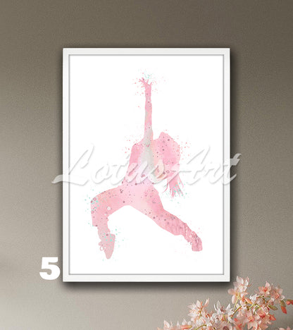 Pink hip hop girl dancer watercolor painting, perfect street dance decor and gift for her