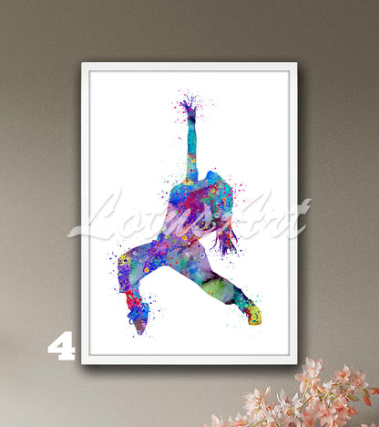 Hip Hop Girl Dancer Watercolor Print – Street Dance Wall Art for Kids