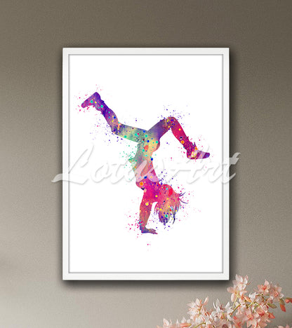 Hip Hop Girl Dancer Watercolor Print – Street Dance Wall Art, Kids Room Decor