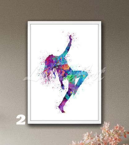 Girl Hip Hop Dancer Watercolor Print – Street Dance Wall Art – Girls Room Decor & Gifts