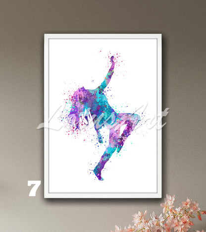 Girl Hip Hop Dancer Watercolor Print – Street Dance Wall Art – Girls Room Decor & Gifts