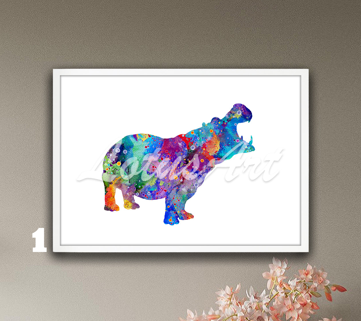 Hippo Watercolor Art Print, African Wildlife, Hippopotamus Nursery Wall Decor