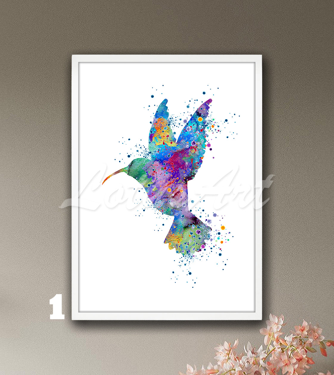 Hummingbird Watercolor Art Print, Exotic Wild Birds Nursery Wall Decor, Kids Room Gift