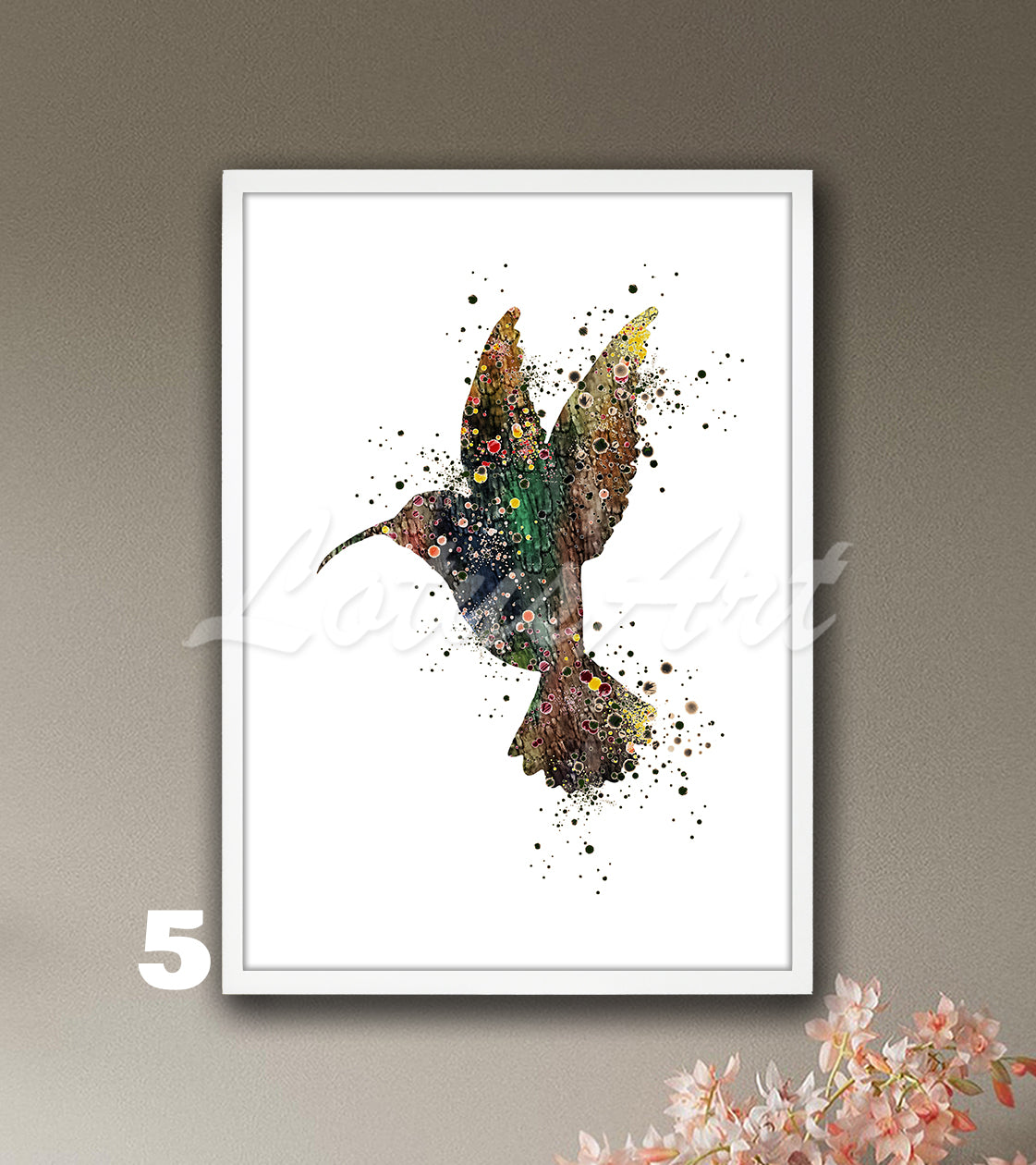 Hummingbird Watercolor Art Print, Exotic Wild Birds Nursery Wall Decor, Kids Room Gift