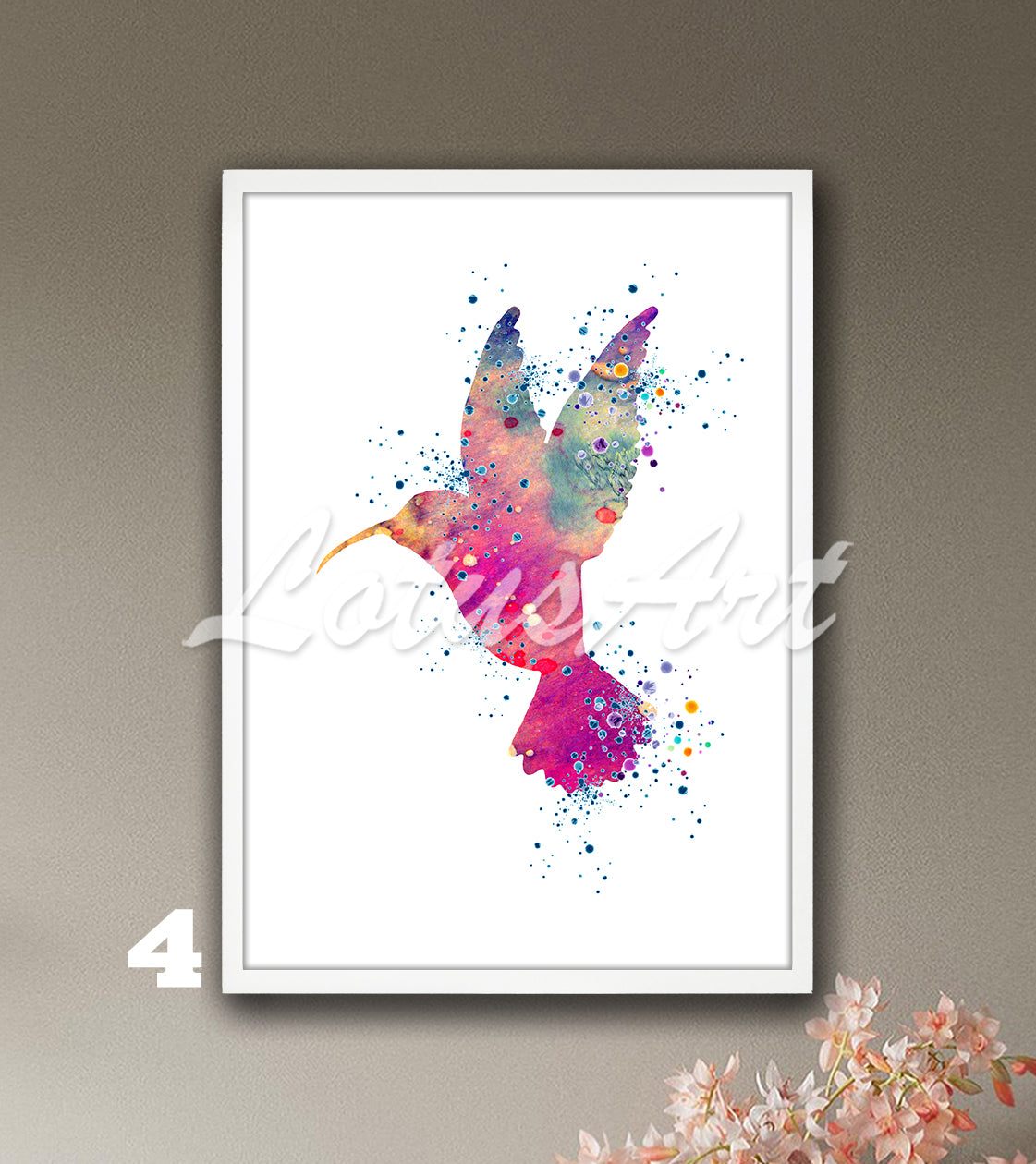 Hummingbird Watercolor Art Print, Exotic Wild Birds Nursery Wall Decor, Kids Room Gift