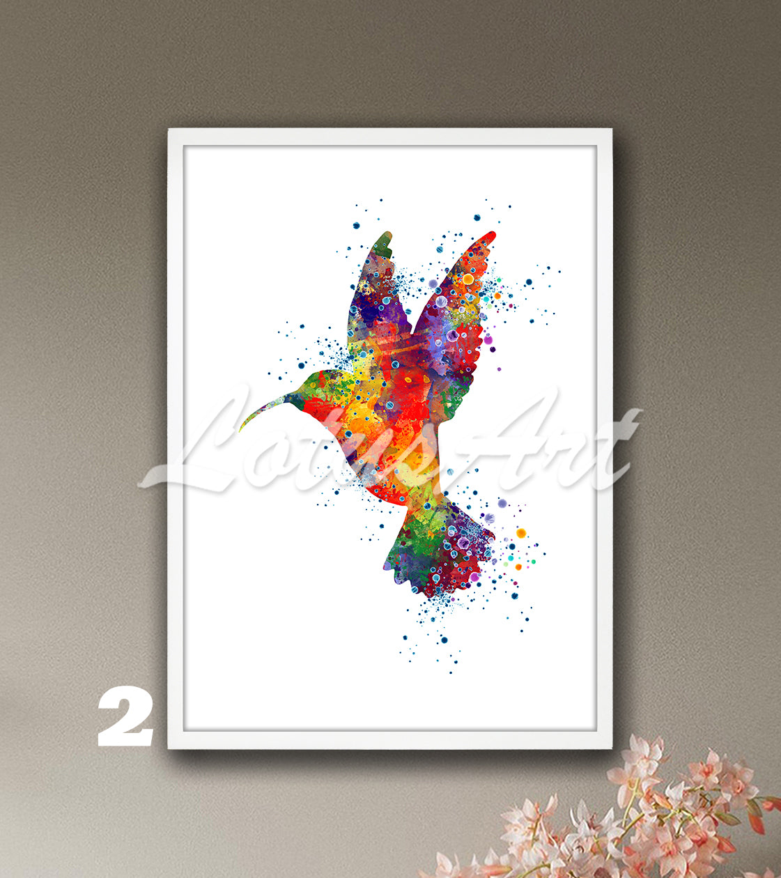 Hummingbird Watercolor Art Print, Exotic Wild Birds Nursery Wall Decor, Kids Room Gift