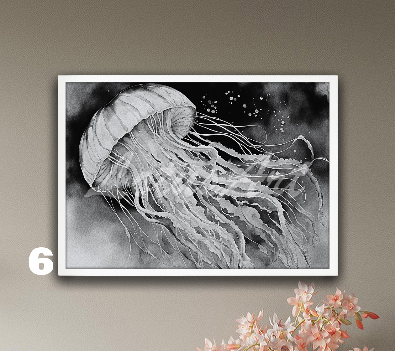 Jellyfish Watercolor Wall Art Print – Ocean Marine Life Poster, Coastal Nautical Decor, Beach House Wall Artwork