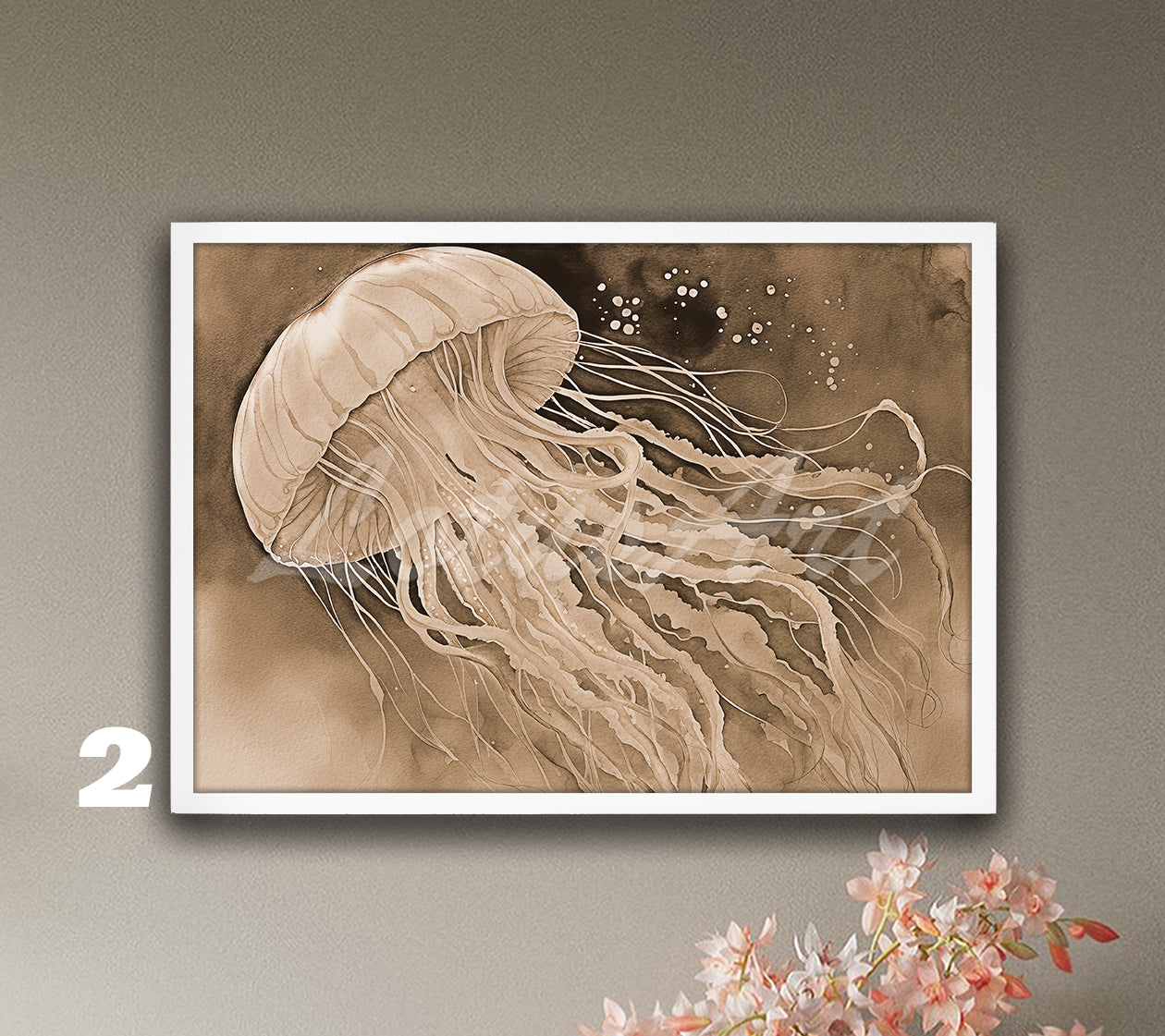 Jellyfish Watercolor Wall Art Print – Ocean Marine Life Poster, Coastal Nautical Decor, Beach House Wall Artwork