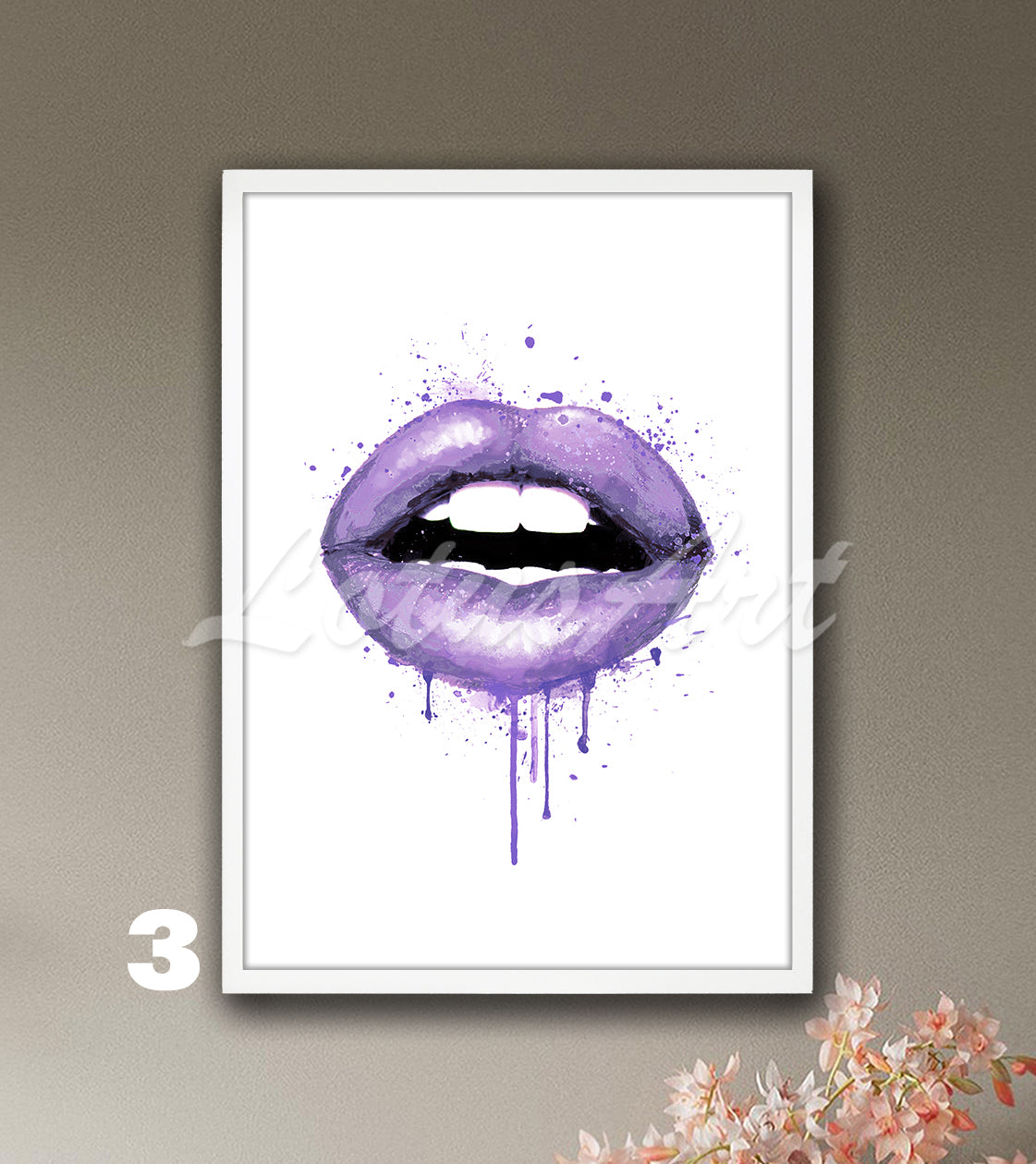 Lips Watercolor Art Print – Chic Fashion Wall Decor for Girls Rooms, Make-Up Poster