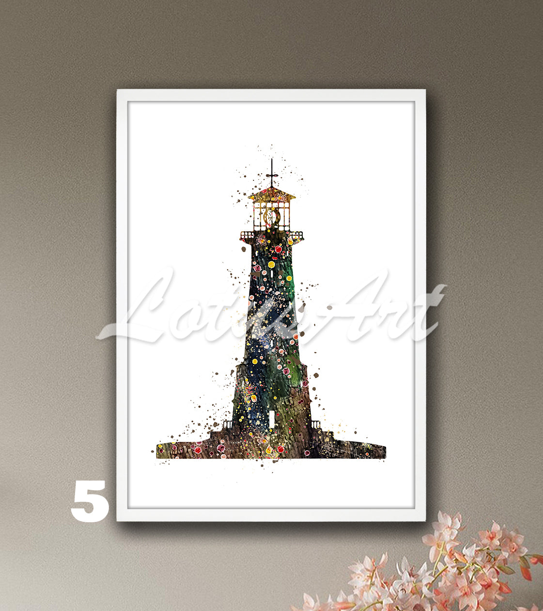 Lighthouse Watercolor Art Print – Nautical Sea Wall Decor & Ocean Art