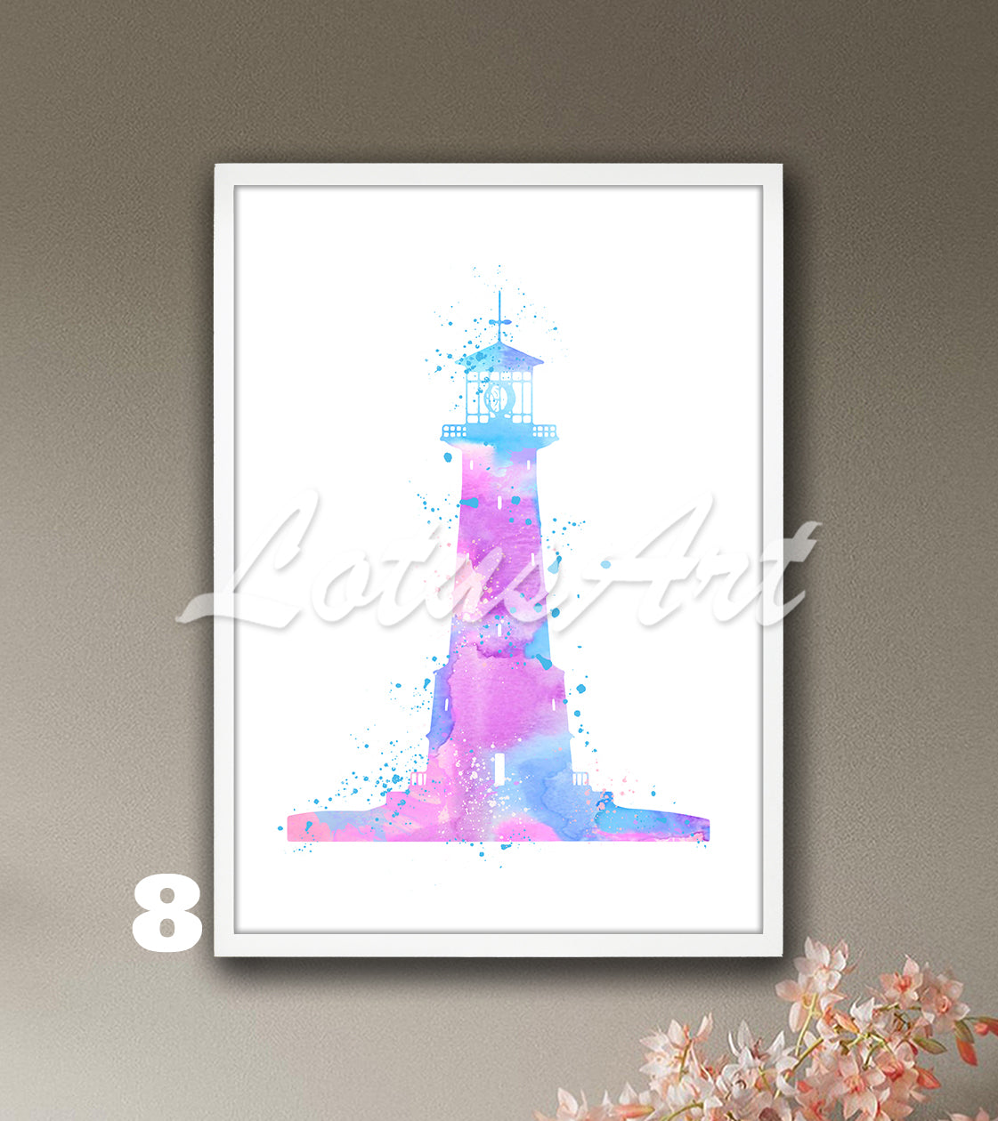 Lighthouse Watercolor Art Print – Nautical Sea Wall Decor & Ocean Art