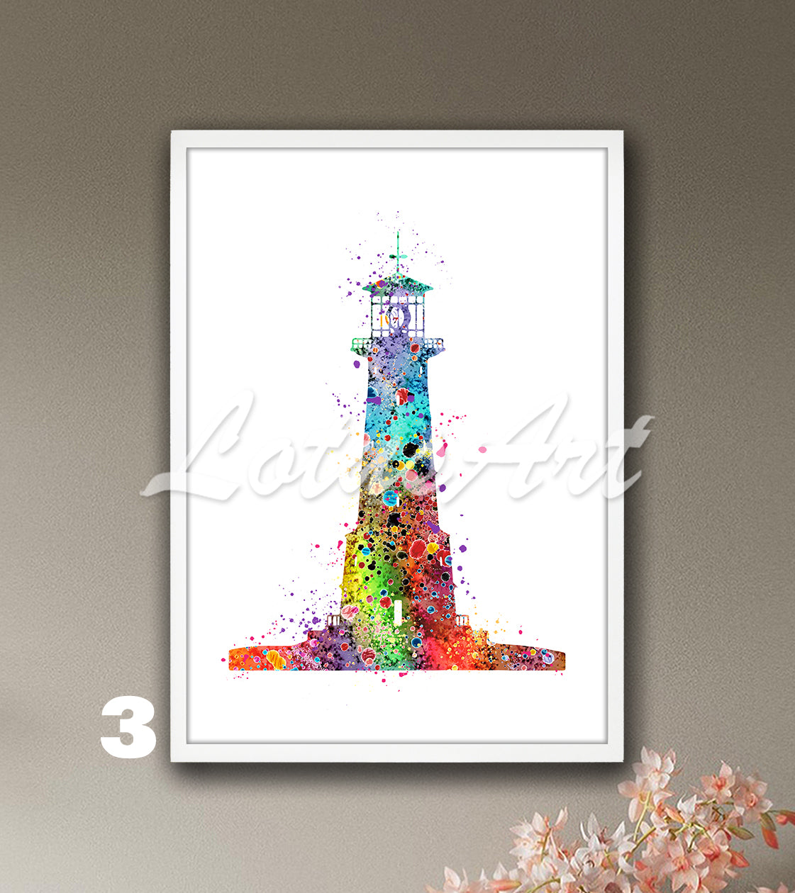 Lighthouse Watercolor Art Print – Nautical Sea Wall Decor & Ocean Art