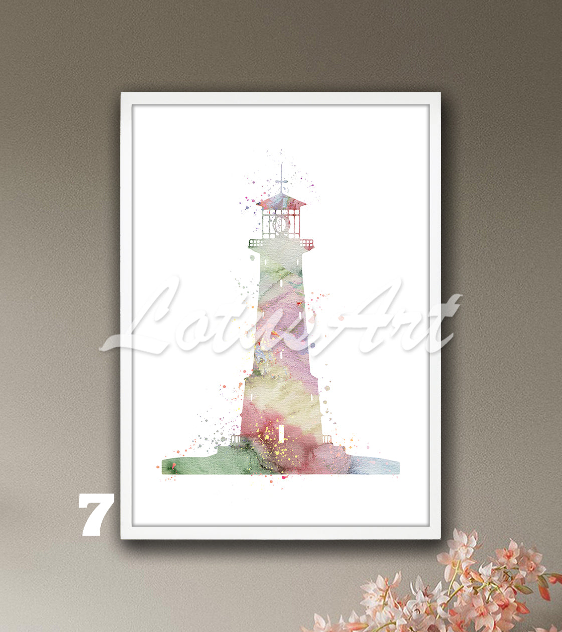 Lighthouse Watercolor Art Print – Nautical Sea Wall Decor & Ocean Art
