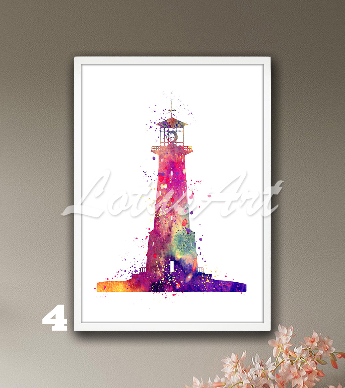 Lighthouse Watercolor Art Print – Nautical Sea Wall Decor & Ocean Art