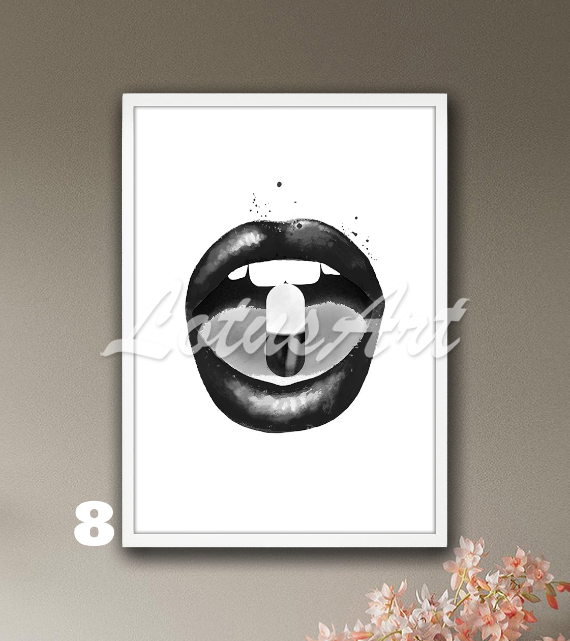 Lips with Pill Watercolor Print – Pop Art Pharmacy Wall Decor