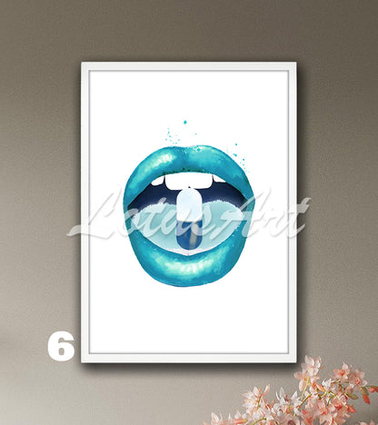 Lips with Pill Watercolor Print – Pop Art Pharmacy Wall Decor