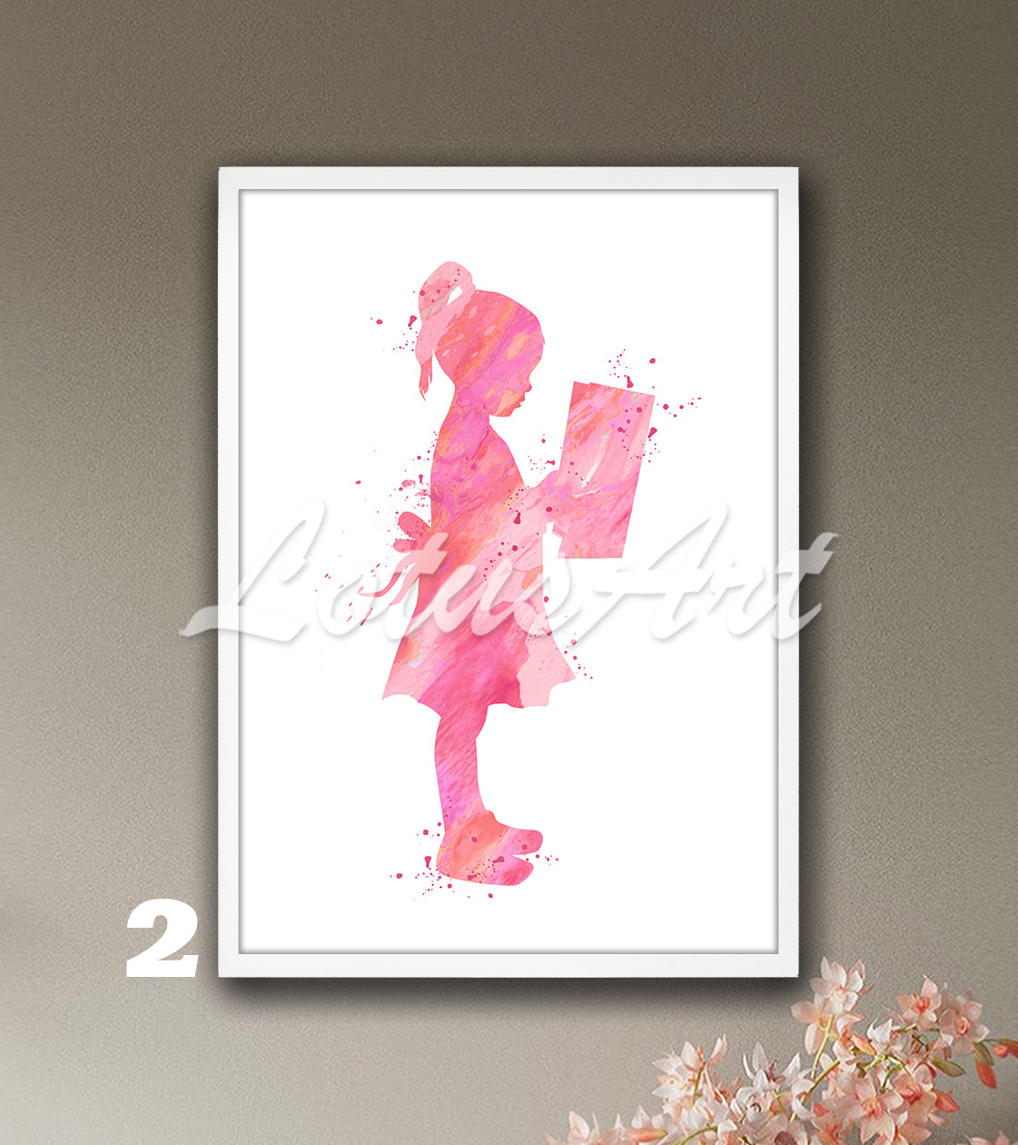Girl Reading Book Watercolor Print | Nursery Wall Art | Reading Decor
