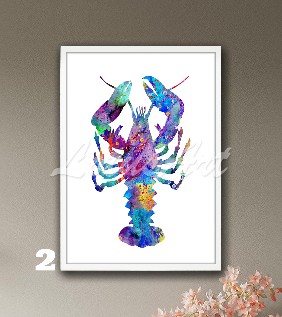 Lobster Watercolor Print, Coastal Kitchen Decor, Nautical Wall Art, Sea Animals Paintings