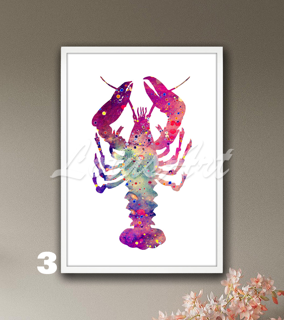 Lobster Watercolor Print, Coastal Kitchen Decor, Nautical Wall Art, Sea Animals Paintings