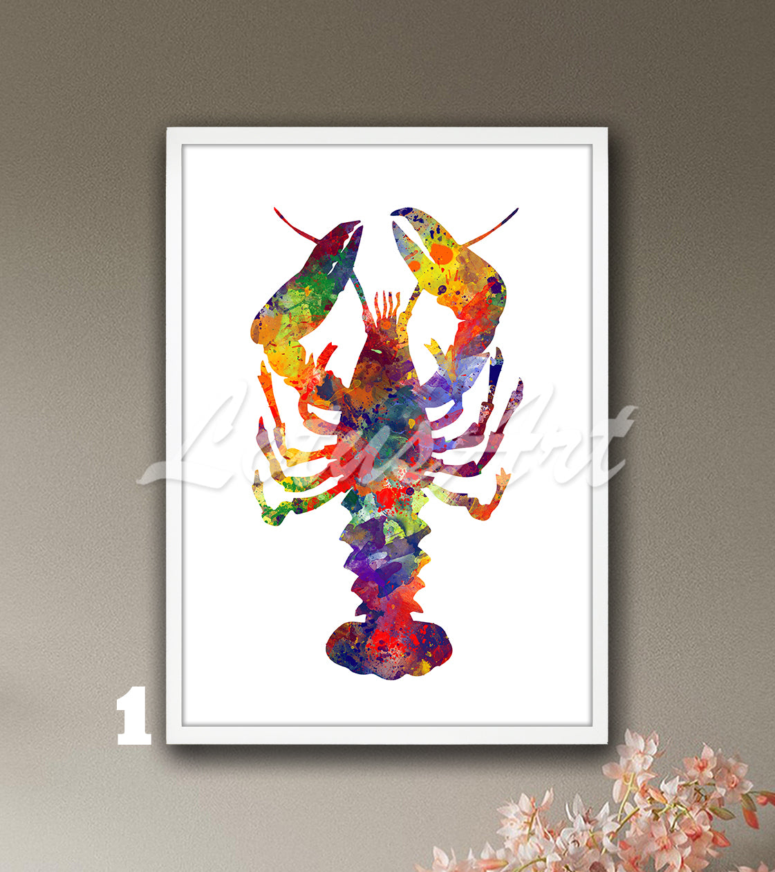 Lobster Watercolor Print, Coastal Kitchen Decor, Nautical Wall Art, Sea Animals Paintings