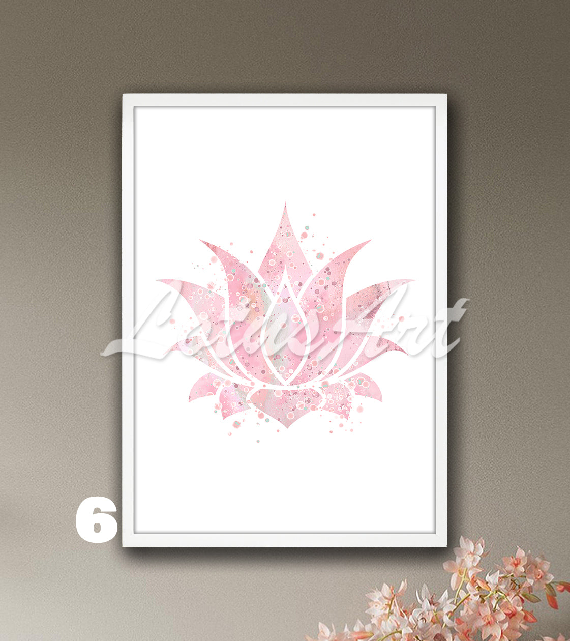 Light pink lotus flower watercolor wall art print, gentle zen yoga and meditation decor and spiritual gift for her