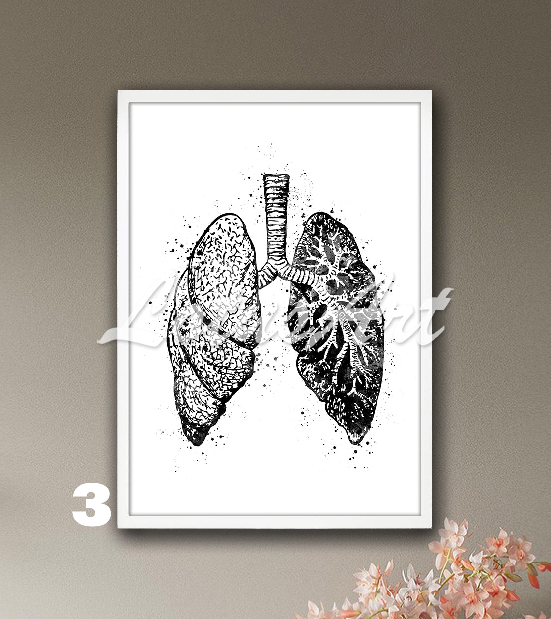 Lungs Anatomy Watercolor Print – Medical Wall Art for Surgeons & Clinics