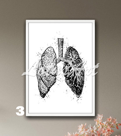 Lungs Anatomy Watercolor Print – Medical Wall Art for Surgeons & Clinics