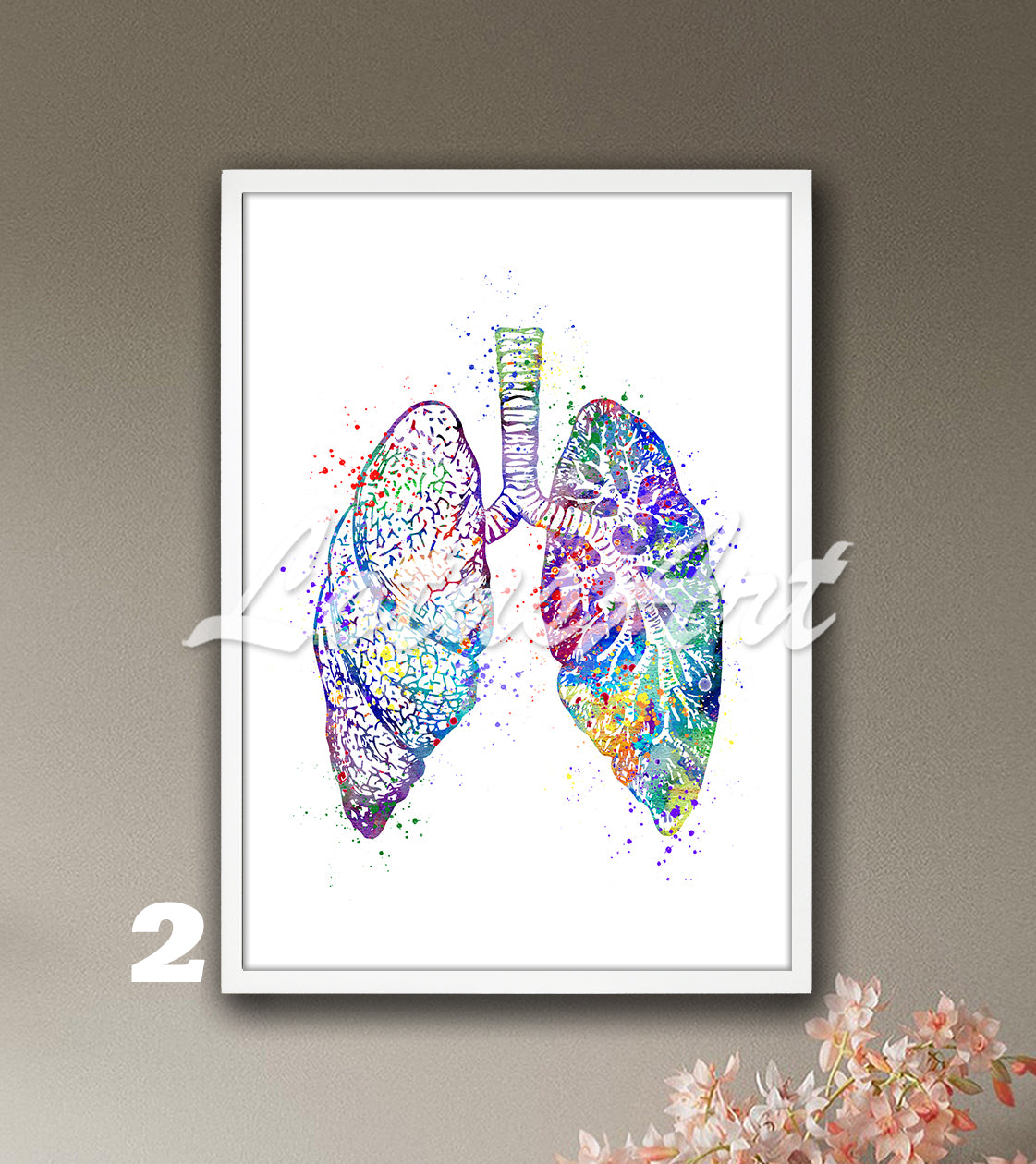 Lungs Anatomy Watercolor Print – Medical Wall Art for Surgeons & Clinics