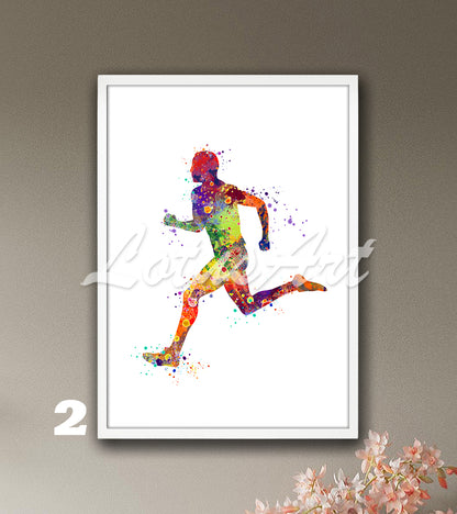 Men's Running Watercolor Art Print – Boys Room Sports Wall Decor & Gifts