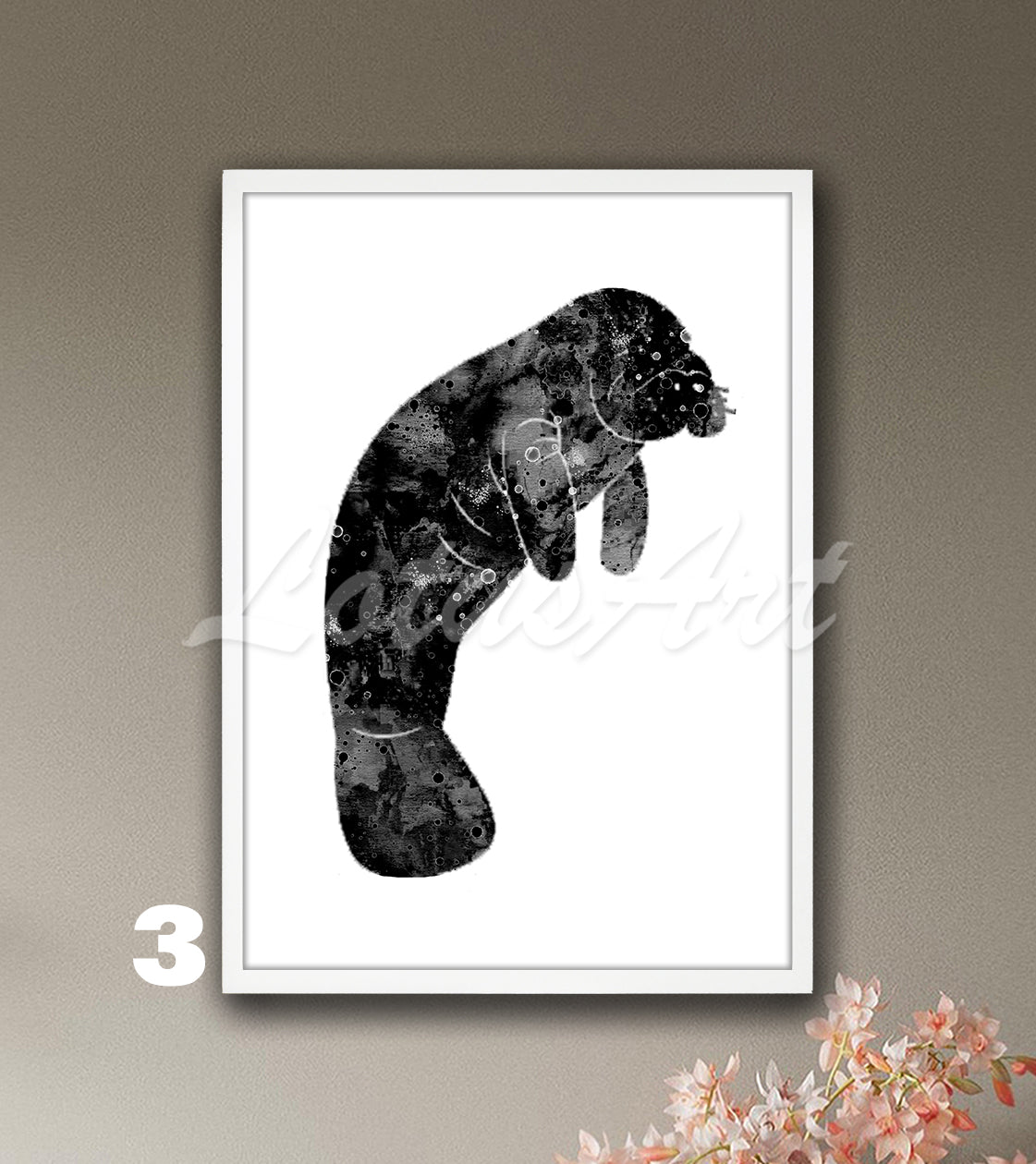 Manatee Watercolor Art Print – Sea Cow Nursery & Kids Room Nautical Wall Decor