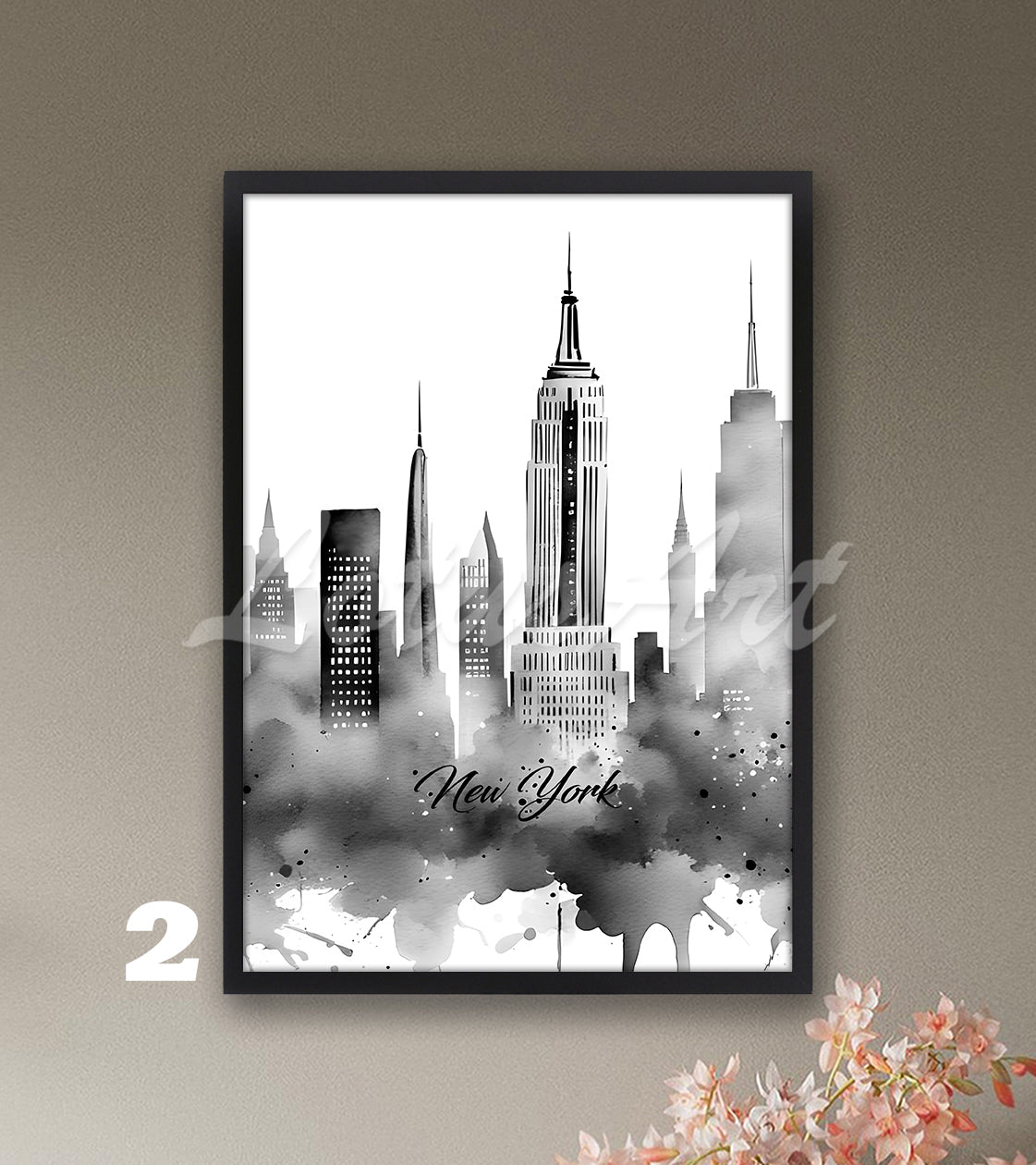 New York City Skyline Watercolor Art Print – Modern US Wall Decor, Cityscape Traveler Gift