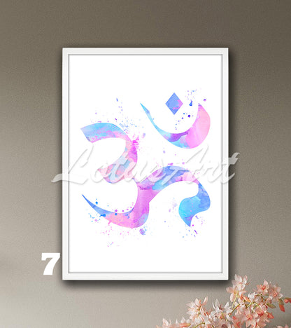 Ohm Symbol Watercolor Print – Yoga Meditation & Zen Wall Art & Spiritual Home Decor