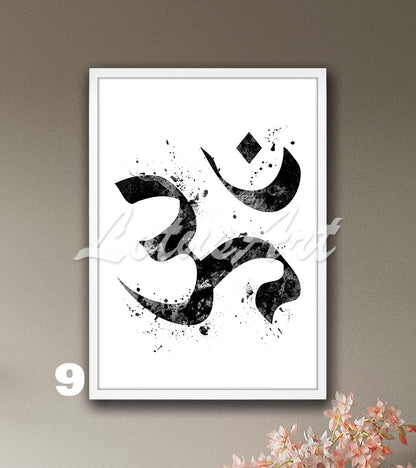 Ohm Symbol Watercolor Print – Yoga Meditation & Zen Wall Art & Spiritual Home Decor