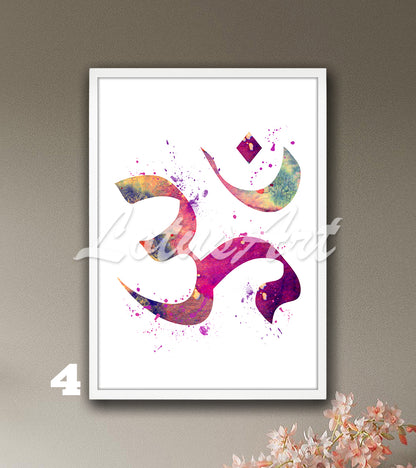 Ohm Symbol Watercolor Print – Yoga Meditation & Zen Wall Art & Spiritual Home Decor