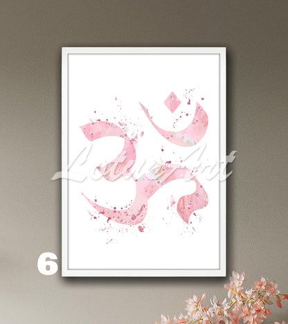 Ohm Symbol Watercolor Print – Yoga Meditation & Zen Wall Art & Spiritual Home Decor