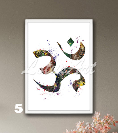 Ohm Symbol Watercolor Print – Yoga Meditation & Zen Wall Art & Spiritual Home Decor